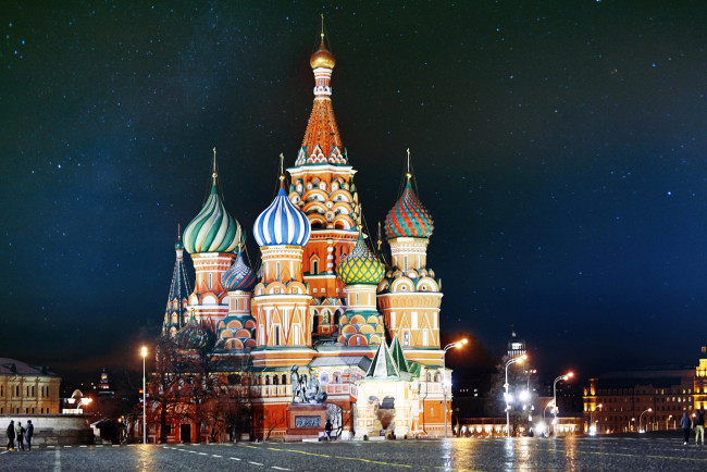 Обои картинки фото храм василия блаженного, города, москва , россия, ночь, москва, блаженного, василия, храм