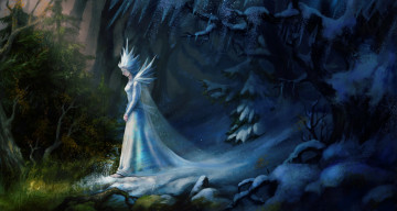 Картинка фэнтези девушки фантастика арт снежная королева лед холод снег природа