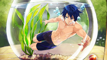 Картинка аниме free парень аквариум