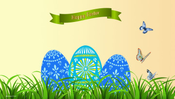Картинка праздничные пасха яйца бабочки