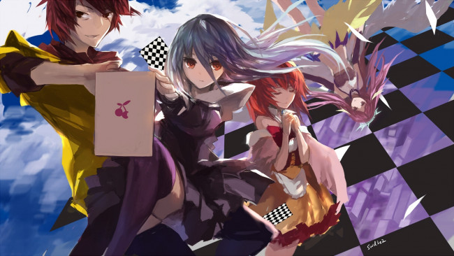 Обои картинки фото аниме, no game no life, фон, взгляд, девушки