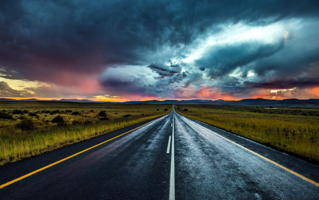 Обои картинки фото природа, дороги, облака, шоссе