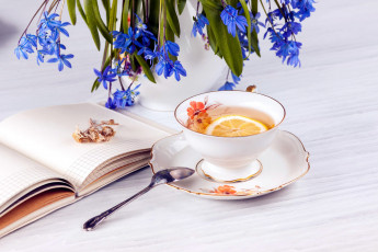обоя еда, напитки,  чай, тетрадь, чай, цветы