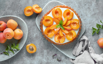 Картинка еда пироги пирог персики мята абрикосовый