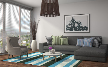 Картинка интерьер гостиная диван картина окно люстра