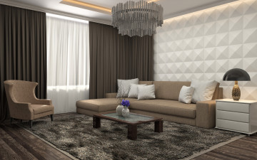 Картинка интерьер гостиная диван мебель лампа люстра