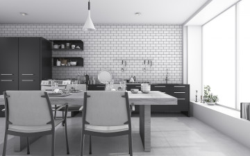 Картинка интерьер кухня дом комната столовая
