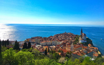 обоя piran, slovenia, города, - панорамы