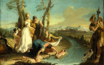 Картинка рисованное живопись люди младенец река