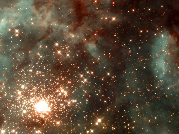 Обои картинки фото звездное, скопление, r136, космос, галактики, туманности