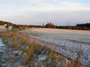 Картинка природа поля поле дорога снег