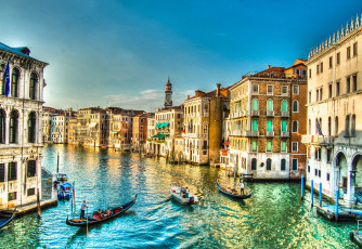 Картинка города венеция италия гондолы канал вода дома
