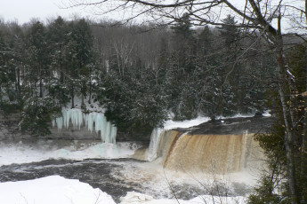 Картинка природа водопады зима река водопад