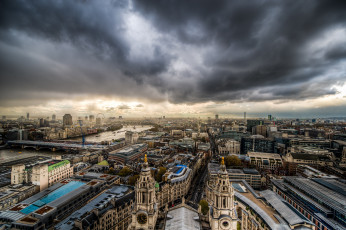 Картинка города лондон великобритания обзор высота птичьего полёта вид панорама дорога грозовые тучи
