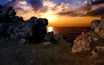 Картинка природа восходы закаты закат скалы море