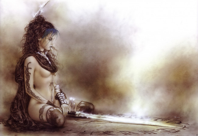 Обои картинки фото luis, royo, фэнтези, девушка