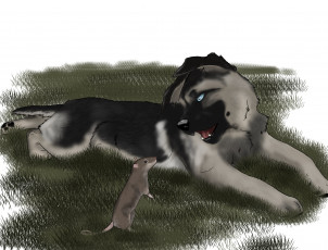 Картинка рисованные животные собаки собака мышка
