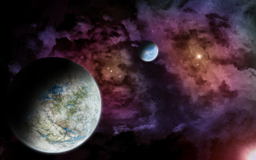 Картинка космос арт планеты звезды туманность