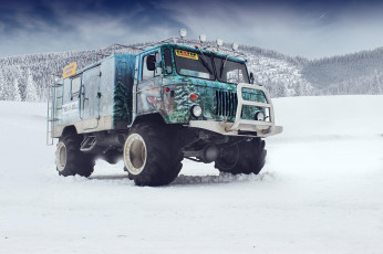 Картинка автомобили газ+грузовики горы off road снег tuning gaz 66 газ