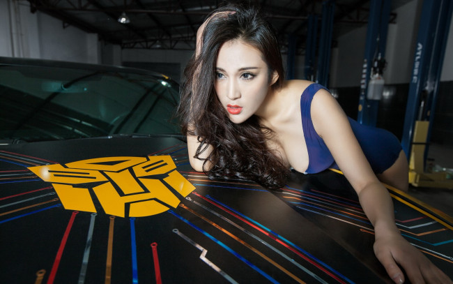 Обои картинки фото автомобили, авто с девушками, азиатка, девушка, автомобиль
