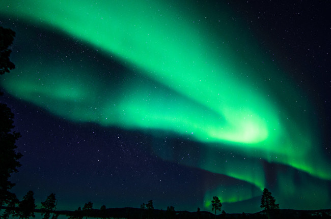 Обои картинки фото природа, северное сияние, звезды, небо, северное, сияние, ночь, финляндия