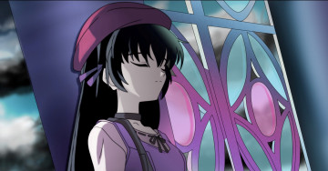 Картинка аниме sola витраж окно берет девушка
