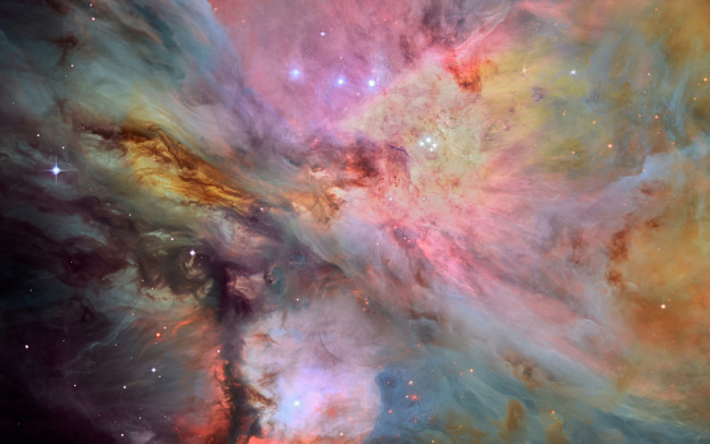 Обои картинки фото космос, галактики, туманности, мессье, 42, светящаяся, эмиссионная, туманность, m, ориона, звезды