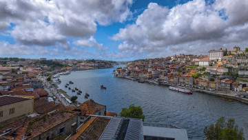 Картинка города порту+ португалия река панорама