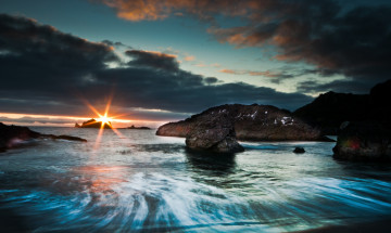 Картинка oregon coast природа восходы закаты тихий океан pacific ocean скалы закат