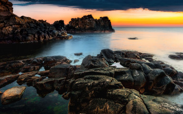 Картинка hovs hallar sweden природа побережье laholmsbukten залив швеция камни скалы закат
