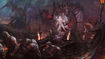Картинка фэнтези демоны жертва скалы дракон цепи