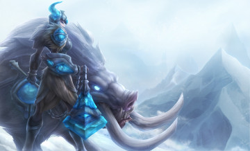 Картинка фэнтези красавицы+и+чудовища снег зверь существо девушка бивни арт