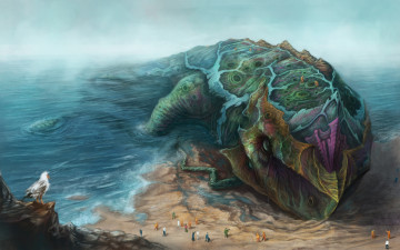 Картинка фэнтези существа море берег чудовище монстр морской