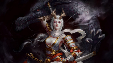 Картинка фэнтези красавицы+и+чудовища дракон девушка