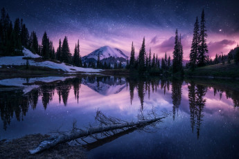 Картинка природа реки озера гора ночь горы лес небо звезды озеро