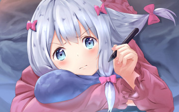 обоя аниме, eromanga-sensei, девушка, фон, взгляд