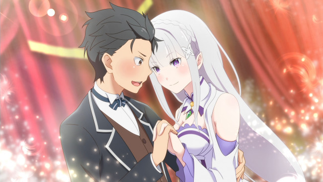 Обои картинки фото аниме, re,  zero kara hajimeru isekai seikatsu, фон, девушка, взгляд