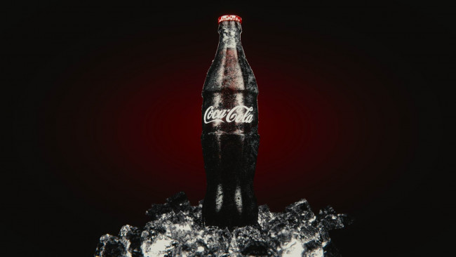 Обои картинки фото бренды, coca-cola, бутылка, напиток, лед