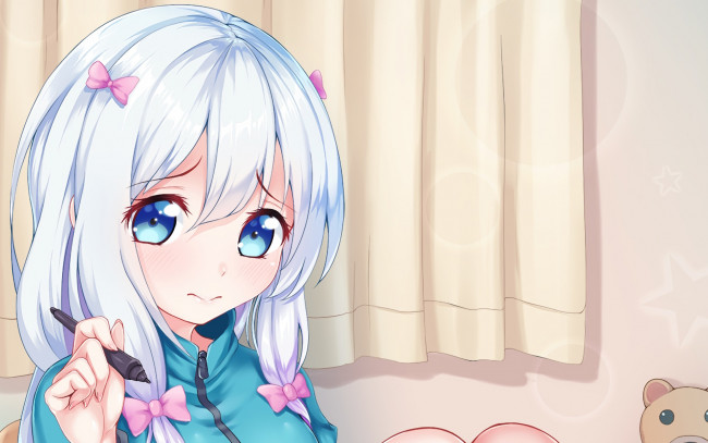 Обои картинки фото аниме, eromanga-sensei, фон, взгляд, девушка