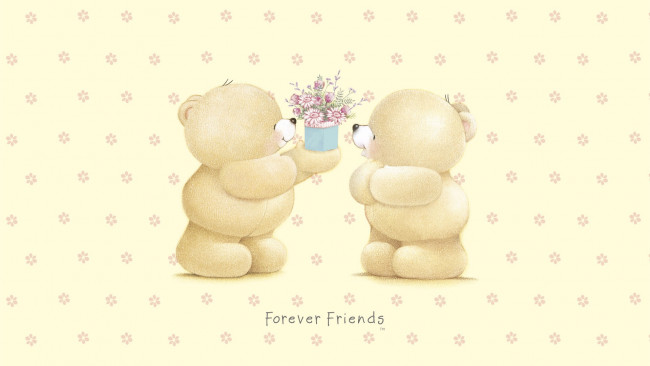 Обои картинки фото рисованное, мишки тэдди, детская, teddy, bears, подарок, цветочки, арт, forever, friends, deckchair, bear, мишка
