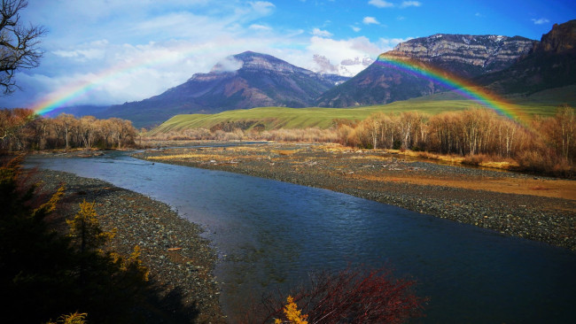 Обои картинки фото south fork shoshone river, wyoming, природа, радуга, south, fork, shoshone, river