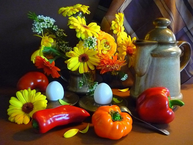 Обои картинки фото inna, korobova, сирень, завтрак, овощами, еда, натюрморт