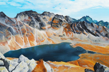 Картинка рисованные природа озеро горы
