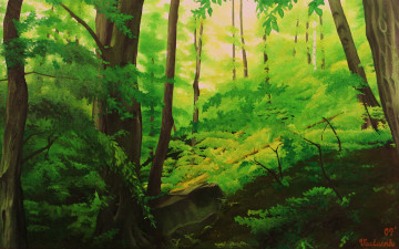 Картинка рисованные природа лес