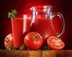 Картинка еда напитки сок томатный кувшин помидоры стакан