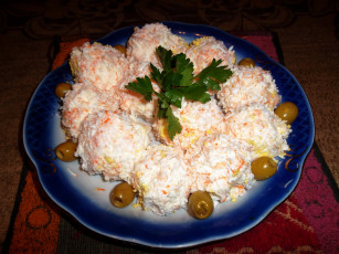 Картинка снежки крабовые еда салаты закуски маслины петрушка салат