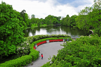 Картинка норвегия осло vigeland park природа парк водоем дорожка кусты деревья