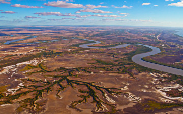Картинка природа пейзажи с высоты вид излучины река равнина