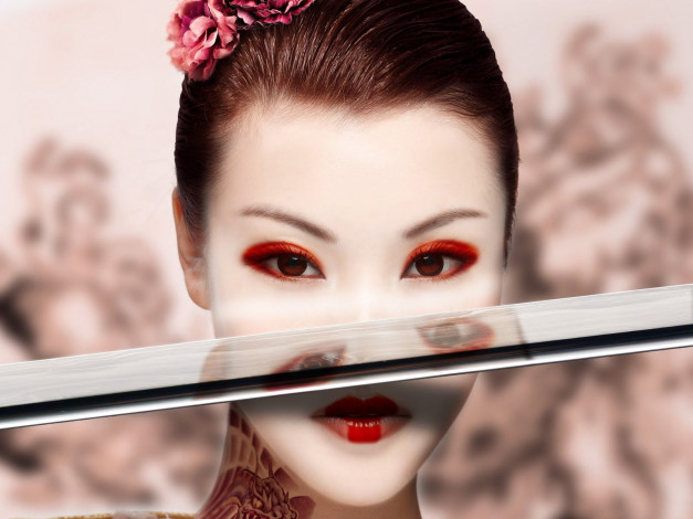 Обои картинки фото -Unsort Азиатки, девушки, unsort, азиатки, японка, меч