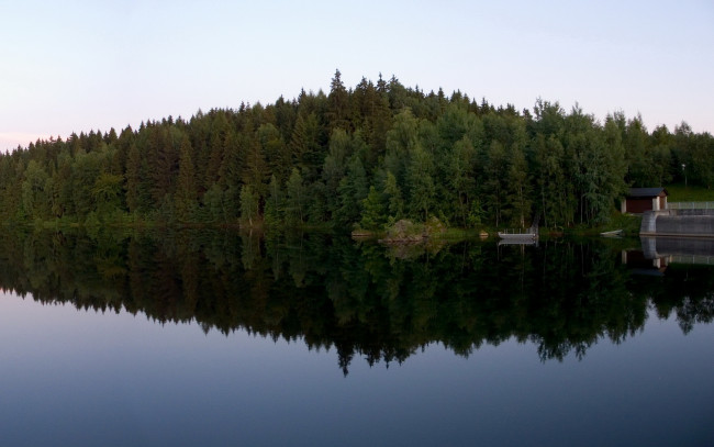 Обои картинки фото природа, реки, озера, лес, вода, лодка